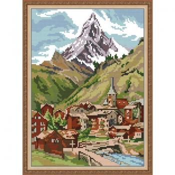Snow Mountain Home Cross Stitch Embroidery Kit