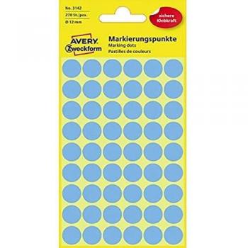 Avery Zweckform 3142 Blue Dot Labels, Ø 12 mm, 270 Self-Adhesive Labels