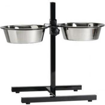 Supporto per ciotole con 2 ciotole in acciaio inox 20 cm