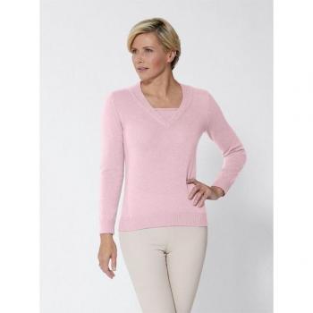 Kaschmirpullover Premium Kaschmir-Pullover Damen Gr. 44/46, rosa (rosé, meliert)