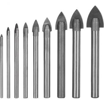 Silver 3-16mm Tungsten Carbide Triangle Drill Bit for Glass with 1/4 Hex Shank