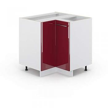 VICCO Eckunterschrank 87 cm Bordeaux Hochglanz Küchenzeile Fame-Line