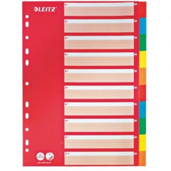 LEITZ Intercalaires en carton, blanc, A4, 10 touches