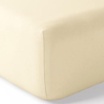 Drap housse Julian Ivoire 90x190 cm bonnet 35 cm