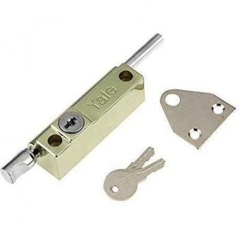 Yale P-124-PB Push Bolt for Doors, Brass