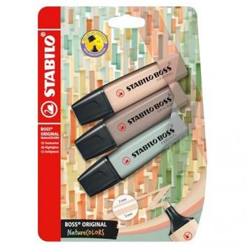 Stabilo BOSS Original NatureColors 3‑farbiges Set – Beige, Warmgrau, Grünerde