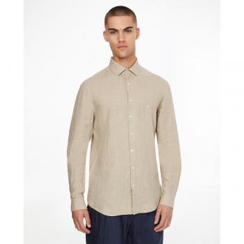 Camicia Slim Fit Beige in Lino CK