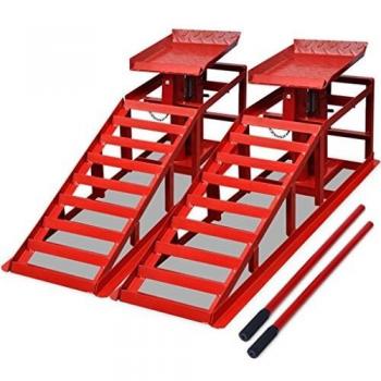 VidaXL Rampe di riparazione auto, 2 pezzi, rosse, acciaio