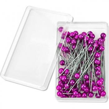 100Pcs/Box 38cm Colorful Round Pearl Head Stitching Pins
