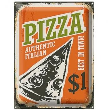 Dekoschild Retro‑Style Pizza 30 × 40 cm – „Best in Town“