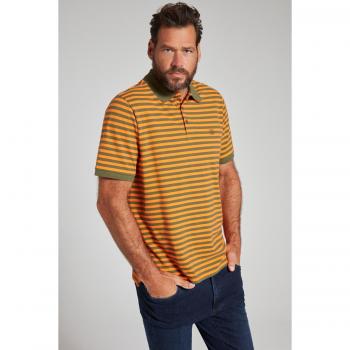 JP1880 Plus Size Striped Piqué Polo Shirt, Men, Orange, XL, Cotton