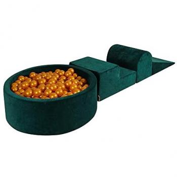 MeowBaby® Bloques de Escalada en Espuma Verde Oscuro con Piscina de Bolas (90x30 cm, 235x45x30 cm)