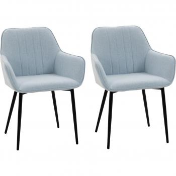 Sillas de Comedor con Respaldo Ergonómico y Reposabrazos Tapizadas en Lino 59,5x56,5x81 cm