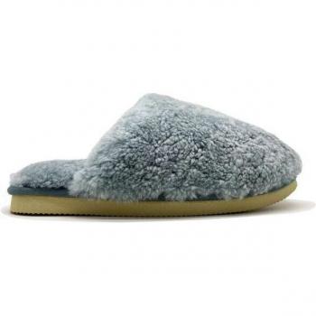 Hausschuhe Thies Fluffy Shearling – flauschiges Schaffell, graue Low-Top‑Schuhe, EU 37