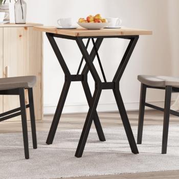 VitaXL Dining Table, Y-Frame Design, 80 x 50 cm, Solid Pine Wood Top, Steel Legs