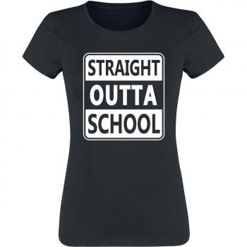 T-Shirt “Straight outta school” – Donna, nero, L-XL