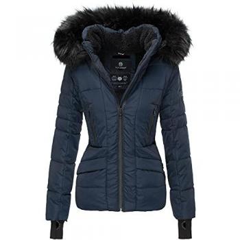 NAVAHOO Damen hochwertige Winterjacke mit Kunstfell-Kapuze Adele