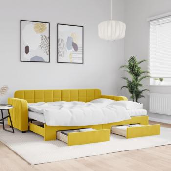 VidaXL Letto Giornaliero Estraibile con Cassetti Giallo 80 x 200 cm in Velluto