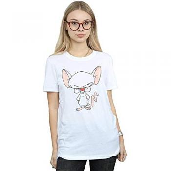 Brain Classic Pose Boyfriend T-Shirt, Women’s, Size Small – White