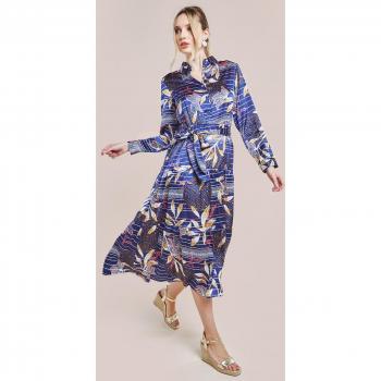 Goddiva Women's Navy Printed Shirt Dress