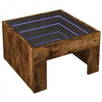 Table de salon LED chêne fumé 50x50x30 cm
