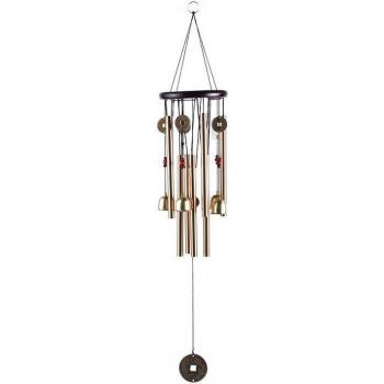 Double Tube Aluminum Wind Chime with Solid Wood Base