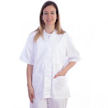 Casacca bianca con bottoni in cotone/poliestere per donna L