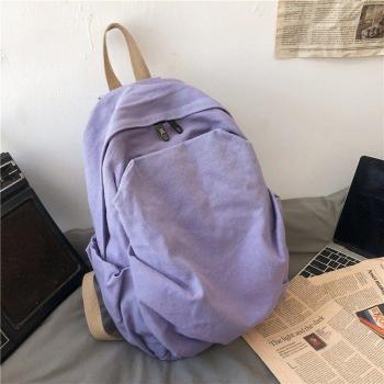 Simple Solid Color Canvas Backpack for Women
