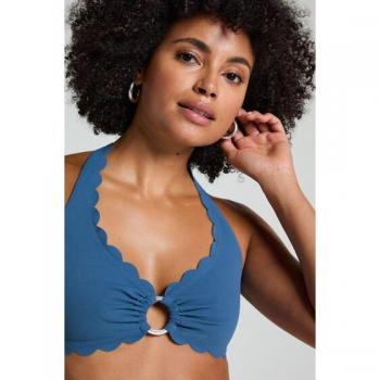 Hunkemöller Bikini Scallop Azul con cuello halter