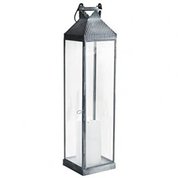Lanterna Milani Nandy 11x44 cm, Vetro Grigio, Design Giardino