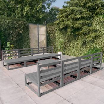 Conjunto de Móveis de Jardim 9 Peças VidaXL em Pinho Maciço