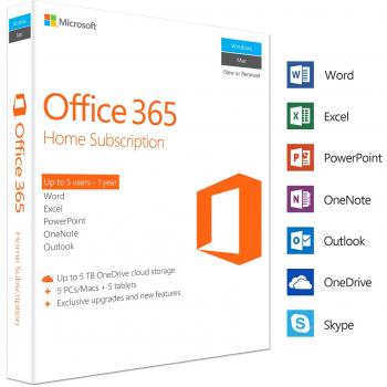 MS Office 365 Home Mac/Win Abo P2 EuroZone Medialess 1 Jahr Englisch