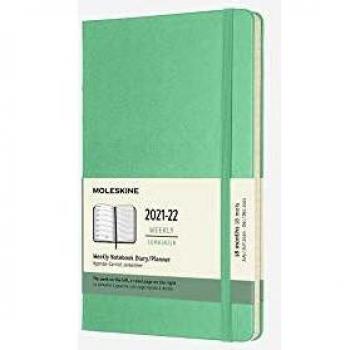 Moleskine 18‑Month Ice Green Weekly Notebook – Hard Cover with Elastic Snap, 208 Pages