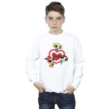 Boy’s Powerpuff White Sweatshirt with Dual Hearts – 9-Year-Old