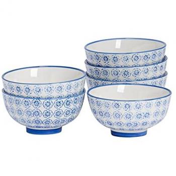 Set of 6 Hand-Printed Rice Bowls 12cm