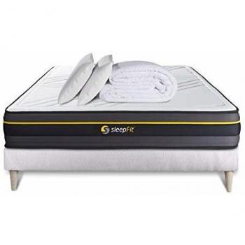 Matelas confort ferme 140x200 + sommier + Couette + 2 oreillers