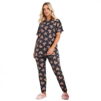 Set pyjamas « Étoiles & Animaux » – couleur verte, 100 % coton
