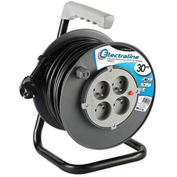 Cavo Elettrico 30 m con Avvolgitore 4 Prese Grigio