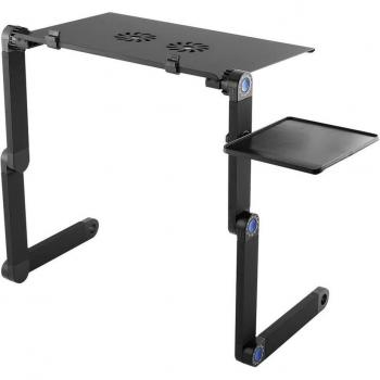 Escritorio para Laptop con Material ABS Resistente, Dos Ventiladores Integrados y Bloqueo Ajustable
