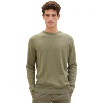 Groene katoenen trui met ronde hals
