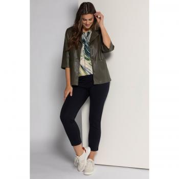 Green Plus Size Faux Leather Blazer, Women, Size 32/34, Polyester/Synthetic Fibers