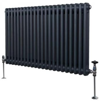 Termosifone Radiatore 2 Colonne 600×1012 mm Grigio Antracite Centralizzato per Soggiorno e Cucina