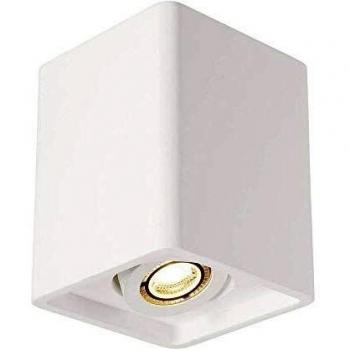 Plafonnier carré PLASTRA BOX 1 en plâtre blanc GU10 max 35W