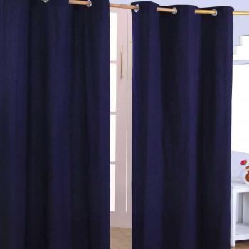 Plain Cotton Ready Made Eyelet Curtain Pair