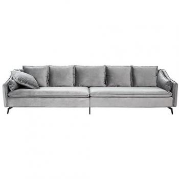 Modernes 4-Sitzer Sofa aus Samt in Hellgrau
