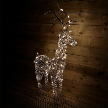 Samuel Alexander 1m Warm White Wicker Reindeer for Christmas
