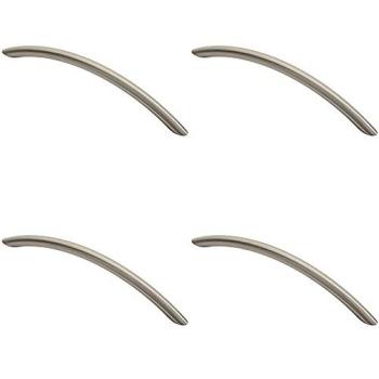 Curved Bow Cabinet Pull Handle Pack – 4 Pieces, 190 × 10 mm, 160 mm Centre, Satin Nickel