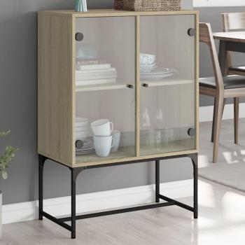 Armario Auxiliar de Vidrio con Acabado Roble Sonoma, Maison Exclusive, 69×37×100 