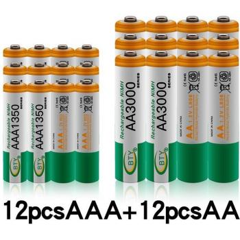 Batteries NI-MH rechargeables 1.2 V AA 3000mAh et AAA 1350mAh