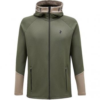 PEAK PERFORMANCE Dunkelgrüne Unterziehjacke für Männer, Größe M, mit Zip Hood